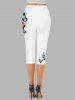 Butterfly Print Elastic Waist Casual Capri Leggings -  