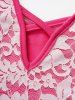 Colorblock Lace Overlay Handkerchief Lace Up Crisscross Casual Midi Dress -  