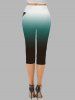 3D Butterfly Print Ombre Elastic Waist Casual Cropped Capri Leggings -  