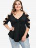 Plus Size Bowknot Tied Solid Color Ruched T-shirt -  