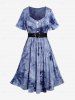 Robe Bouclée Cœur Teinté Bouclé de Grande Taille avec Poches - Bleu 1X | US 14-16