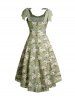 Daisy Print Tie Knot Shoulder High Low Vacation Dress -  