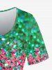 Plus Size Sequins Glitter Print Short Sleeves T-shirt -  