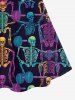Gothic Skeleton Colorful Print Crisscross Strappy Cami Dress -  