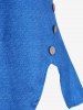 T-shirt Fendu avec Bouton de Grande Taille en Gris - Bleu L