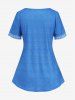T-shirt Fendu avec Bouton de Grande Taille en Gris - Bleu 2XL