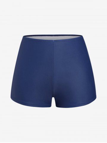 Plaid Print Mesh Boyleg Tankini Swimsuit (Adjustable Shoulder Strap)