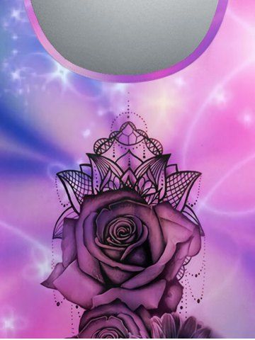 Plus Size Galaxy Glitter Flower Print T-shirt
