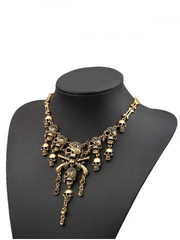 Gothic Retro Skull Tassel Pendant Necklace - GOLDEN