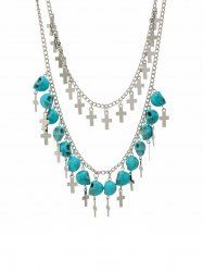 Gothic Cross Skull Tassel Layered Necklace -  