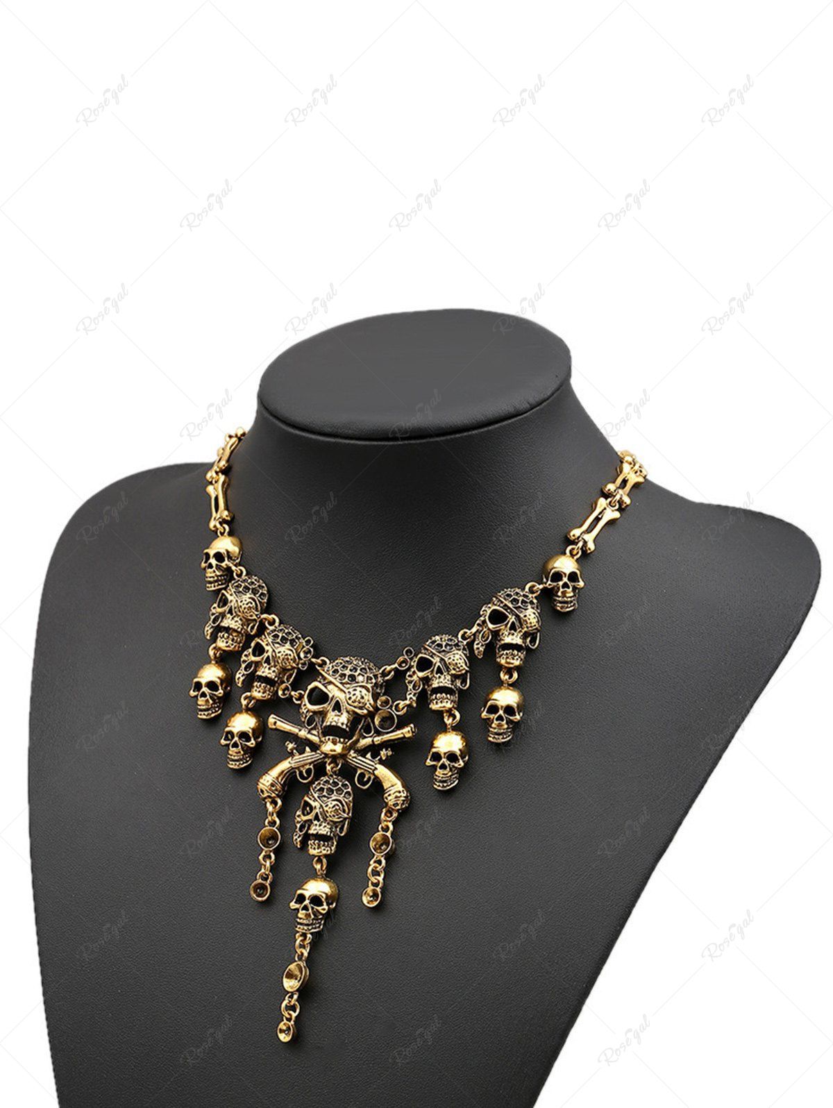 Sale Gothic Retro Skull Tassel Pendant Necklace  