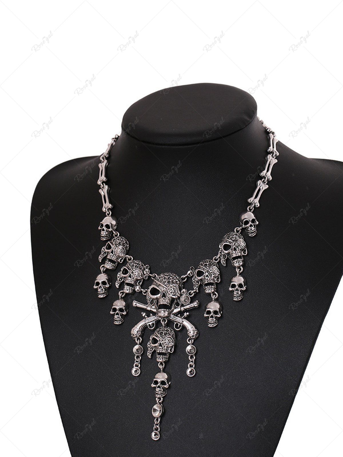Fancy Gothic Retro Skull Tassel Pendant Necklace  