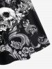 Robe à Bretelle Gothique Croisée Fleurie Crâne Galaxie Imprimés - Noir M