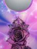 Plus Size Galaxy Glitter Flower Print T-shirt -  