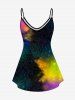 Plus Size Galaxy Skulls Flower Print Colorful Cami Top (Adjustable Shoulder Strap) -  