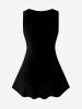 Halloween Plus Size Lace Witch Plant Print Tank Top -  