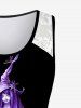 Halloween Plus Size Lace Witch Plant Print Tank Top -  