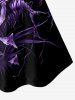 Halloween Plus Size Lace Witch Plant Print Tank Top -  