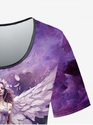 Renaissance Gothic Galaxy Ombre Angel Print Short Sleeves T-shirt