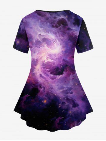 Renaissance Gothic Galaxy Ombre Angel Print Short Sleeves T-shirt