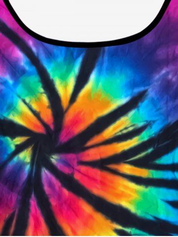 Tie Dye Print Padded Boyleg Tankini Swimsuit (Adjustable Shoulder Strap)