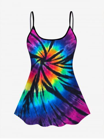 Tie Dye Print Padded Boyleg Tankini Swimsuit (Adjustable Shoulder Strap)