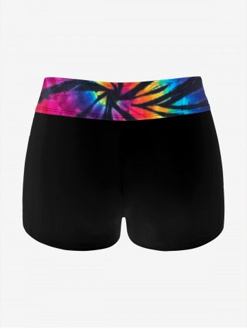 Tie Dye Print Padded Boyleg Tankini Swimsuit (Adjustable Shoulder Strap)