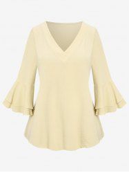 Plus Size Layered Bell Sleeves T-shirt -  