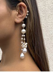 Boucles D'oreilles de Fausses Perles avec Cordelières - Blanc 