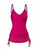 Plus Size Butterfly and Letter Print Oblique Shoulder T Shirt Cinched Tank Top Set -  
