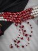 Gothic Faux Bloody Pearl Tassel Choker Necklace -  