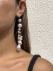 Boucles D'oreilles de Fausses Perles avec Cordelières - Blanc 