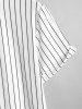 Men's Daily Casual Half and Half Pinstriped Bear Print Short Sleeve T Shirt -  
