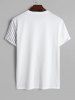 T-shirt à Rayure Fine et Ours à Demi-Manches Courtes - Blanc XL