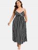 Plus Size Lace Trim Ethnic Print Surplice Dress -  
