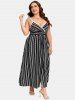 Plus Size Lace Trim Ethnic Print Surplice Dress -  