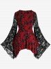 Gothic Paisley Print Floral Lace Heart Buttons T-shirt -  