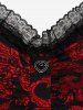 Gothic Paisley Print Floral Lace Heart Buttons T-shirt -  