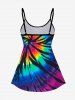 Tie Dye Print Padded Boyleg Tankini Swimsuit (Adjustable Shoulder Strap) -  