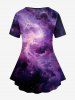Renaissance Gothic Galaxy Ombre Angel Print Short Sleeves T-shirt -  