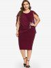 Robe Moulante Hauteur Genoux Froncée Grande-Taille - Rouge foncé 3X | US 22-24