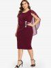 Robe Moulante Hauteur Genoux Froncée Grande-Taille - Rouge foncé 3X | US 22-24