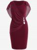 Robe Moulante Hauteur Genoux Froncée Grande-Taille - Rouge foncé 3X | US 22-24