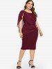Robe Moulante Hauteur Genoux Froncée Grande-Taille - Rouge foncé 3X | US 22-24