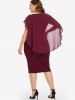 Robe Moulante Hauteur Genoux Froncée Grande-Taille - Rouge foncé 3X | US 22-24