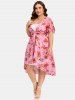 Plus Size Lace-trim Cami Dress and Floral Chiffon Draped Midi Butterfly Sleeve Dress -  
