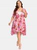 Plus Size Lace-trim Cami Dress and Floral Chiffon Draped Midi Butterfly Sleeve Dress -  