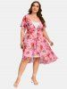 Plus Size Lace-trim Cami Dress and Floral Chiffon Draped Midi Butterfly Sleeve Dress -  
