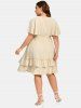 Plus Size Guipure Lace Panel Swiss Dot Ruffles Butterfly Sleeves A Line Dress -  