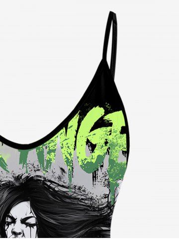 Gothic Crazy Girl Painting Splatter Letter Print Cami Top(Adjustable Shoulder Strap)